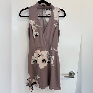 Dynamite Floral Midi Dress - Mauve and White